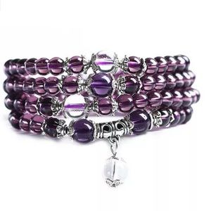 Amethyst Mala  prayer Beads Necklace